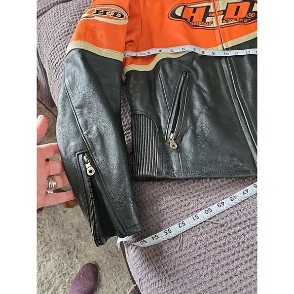C17 Vintage Harley Davidson Leather Jacket Sz LG Zip Sleeve Stretch Waist - Picture 5 of 8